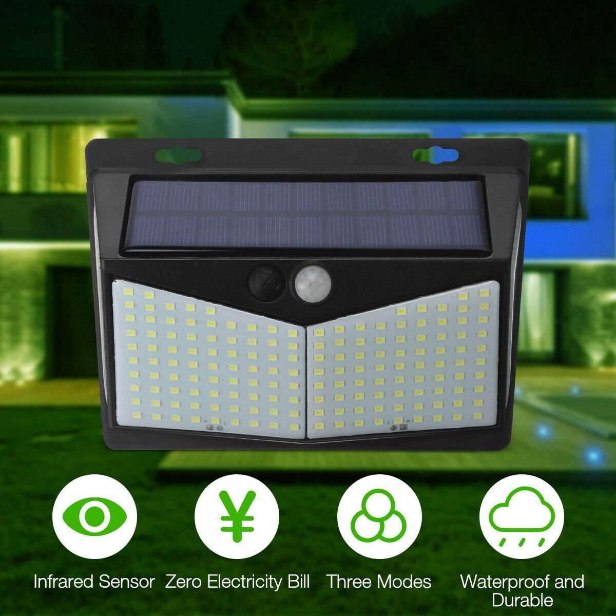 208 LED Solar Power Motion Sensor Lumière Extérieure Cour Jardin Mur Lampe Étanche - Ivory Deals Market