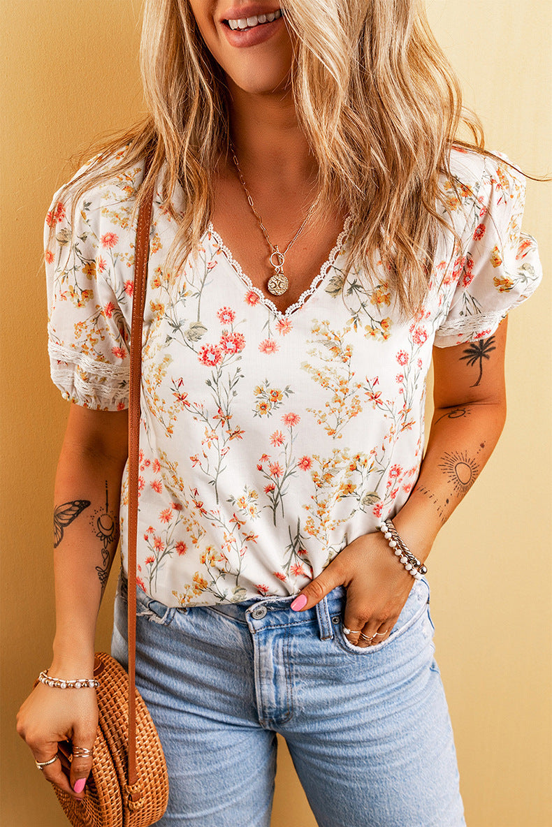 T-shirt floral personnalisé de mode pour les femmes - Ivory Deals Market