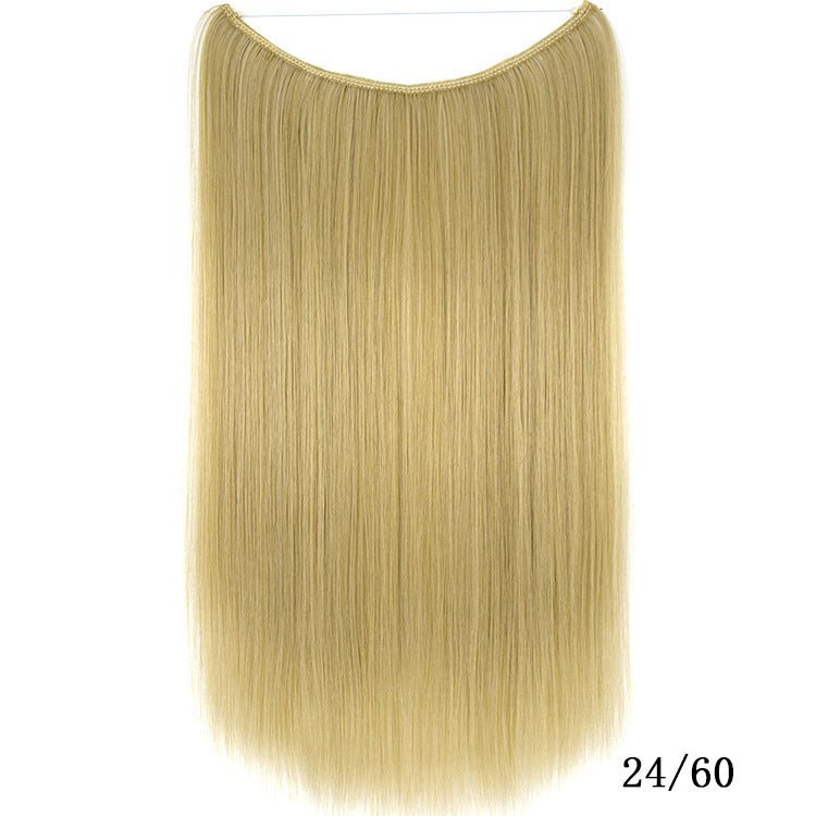 22 pouces Extensions de cheveux en fil invisible sans clips Ligne de pêche secrète Mèches de cheveux synthétiques raides et soyeuses - Ivory Deals Market