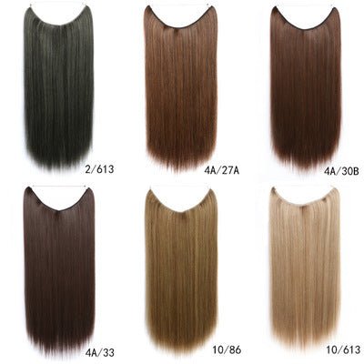 22 pouces Extensions de cheveux en fil invisible sans clips Ligne de pêche secrète Mèches de cheveux synthétiques raides et soyeuses - Ivory Deals Market