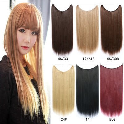 22 pouces Extensions de cheveux en fil invisible sans clips Ligne de pêche secrète Mèches de cheveux synthétiques raides et soyeuses - Ivory Deals Market