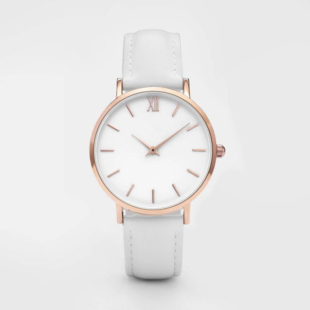 Montres pour femmes en cuir, montre à quartz pour dames.