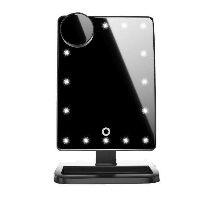 Miroir de maquillage à écran tactile avec 20 lumières LED, haut-parleur Bluetooth et miroirs grossissants 10X