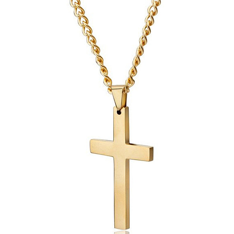 Titane acier simple croix collier - Ivory Deals Market