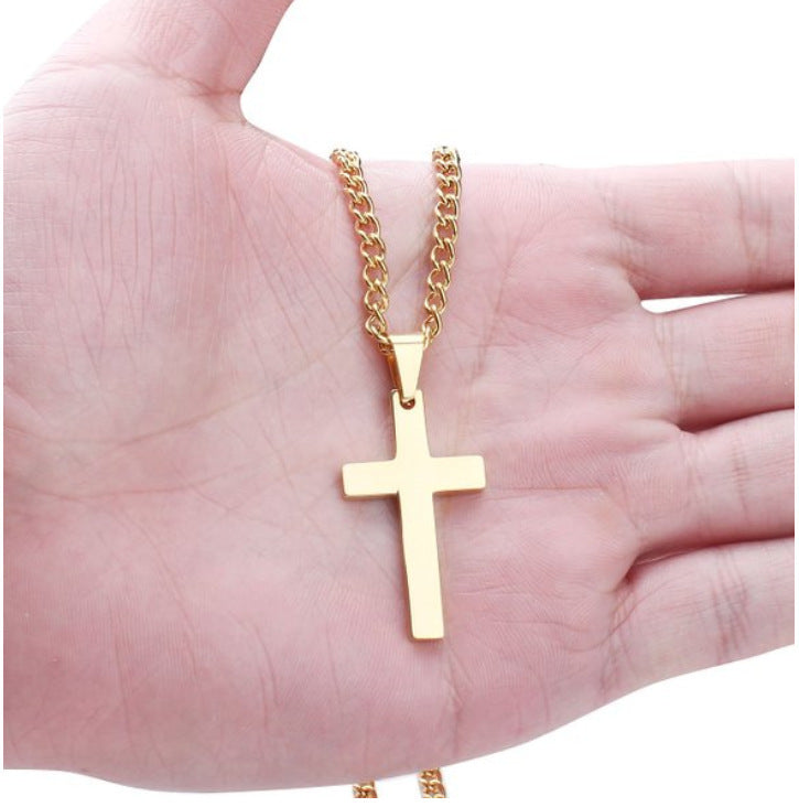 Titane acier simple croix collier - Ivory Deals Market