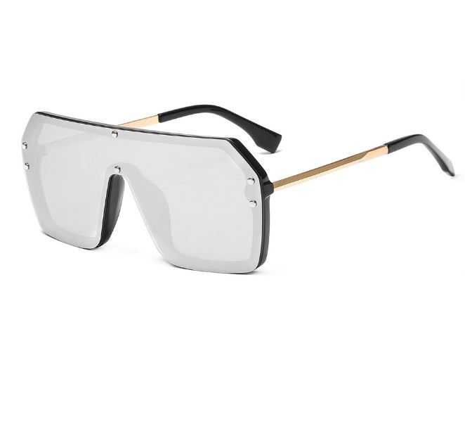 Lunettes de soleil surdimensionnées, style mode, verres carrés, miroir, UV400, pour femmes et hommes, marques.