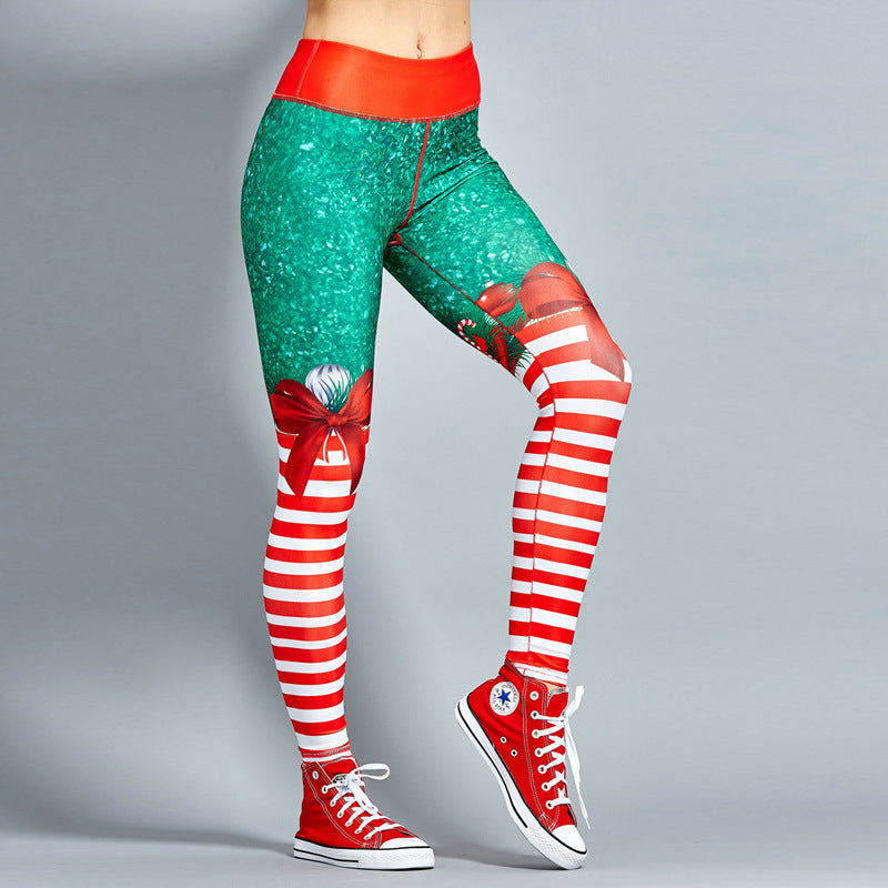 Vêtements imprimés de Noël, pantalons de fitness, pantalons de yoga.