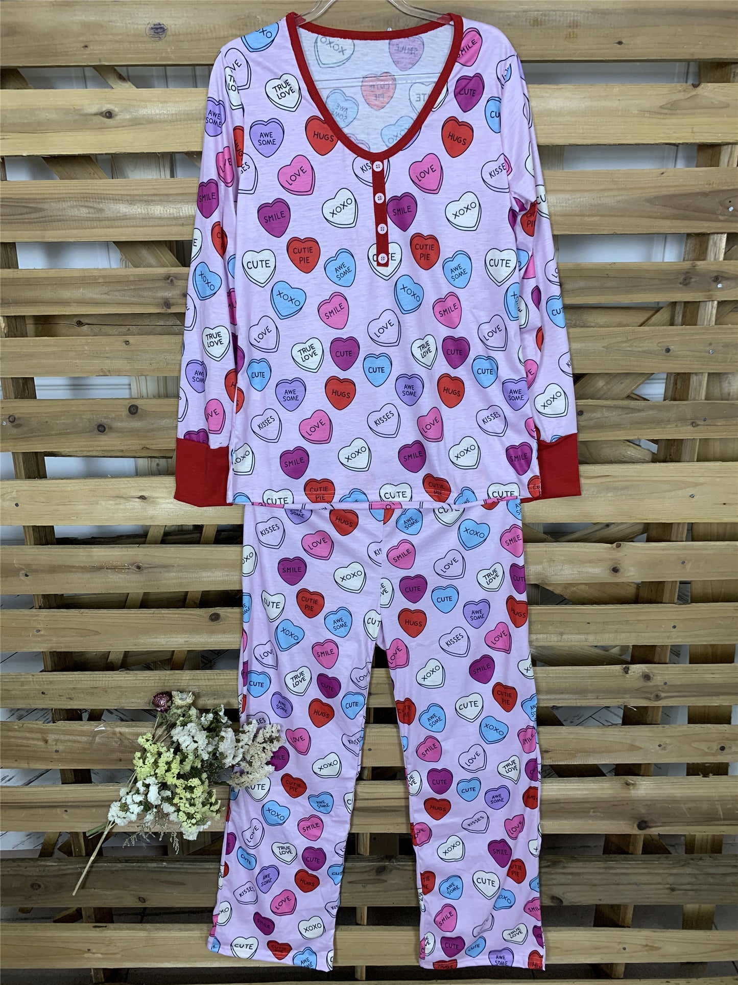 Saint Valentin Amour Imprimer Casual Accueil Pyjamas Parent Enfant Ensemble