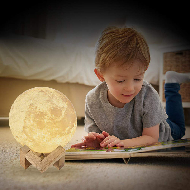 Veilleuses LED Lampe de lune Impression 3D Clair de lune Temporisé Dimmable Rechargeable Table de chevet Lampe de bureau Veilleuse Leds pour enfants