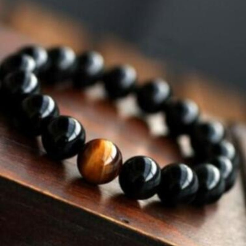 Naturel noir Onyx avec pierre oeil de tigre perles bracelet pour hommes bijoux 12 constellation Lovers Bilan Énergétique bracelet - Ivory Deals Market