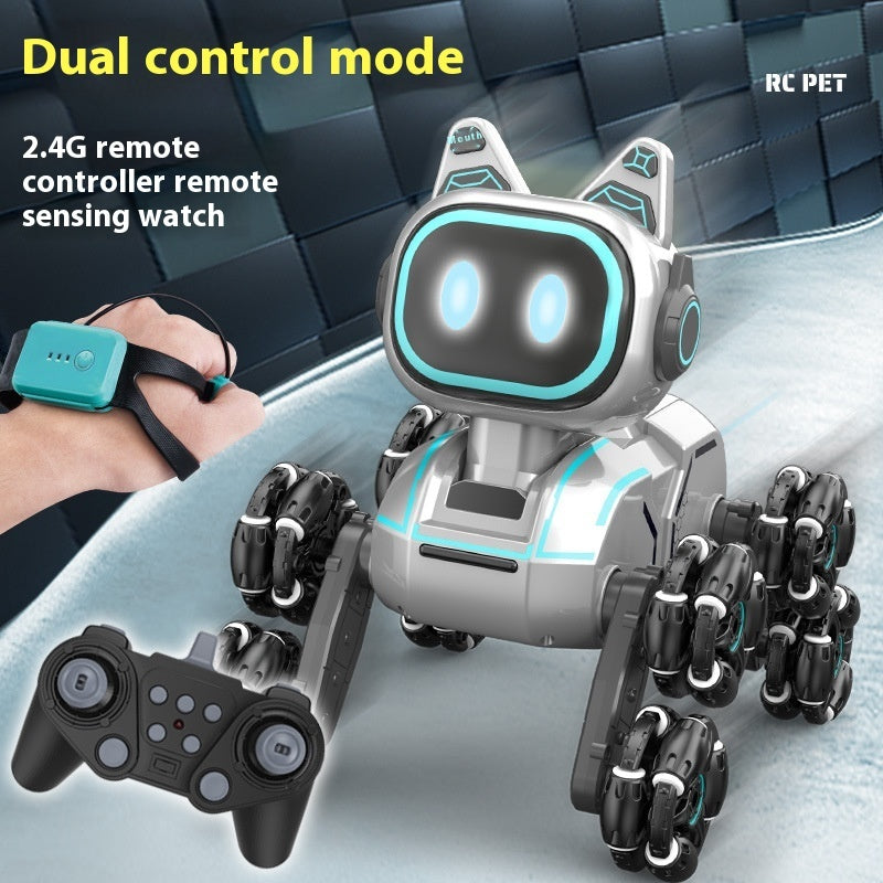 Jouet éducatif pour enfants, chien robot télécommandé à musique légère et rechargeable.