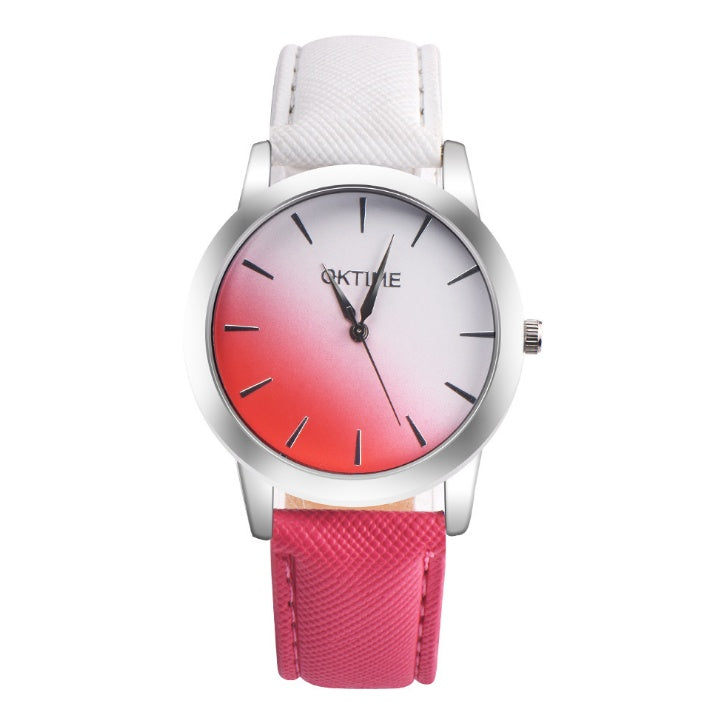 Montre élégante pour femme avec un design rétro décontracté, à cadran arc-en-ciel, mouvement à quartz.