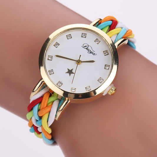 Nouvelle montre tissée pour dames multicolore.