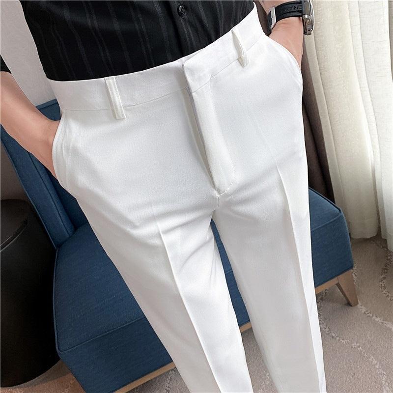 Pantalon de costume décontracté pour homme, uni et confortable, en tissu extensible pour le printemps-été