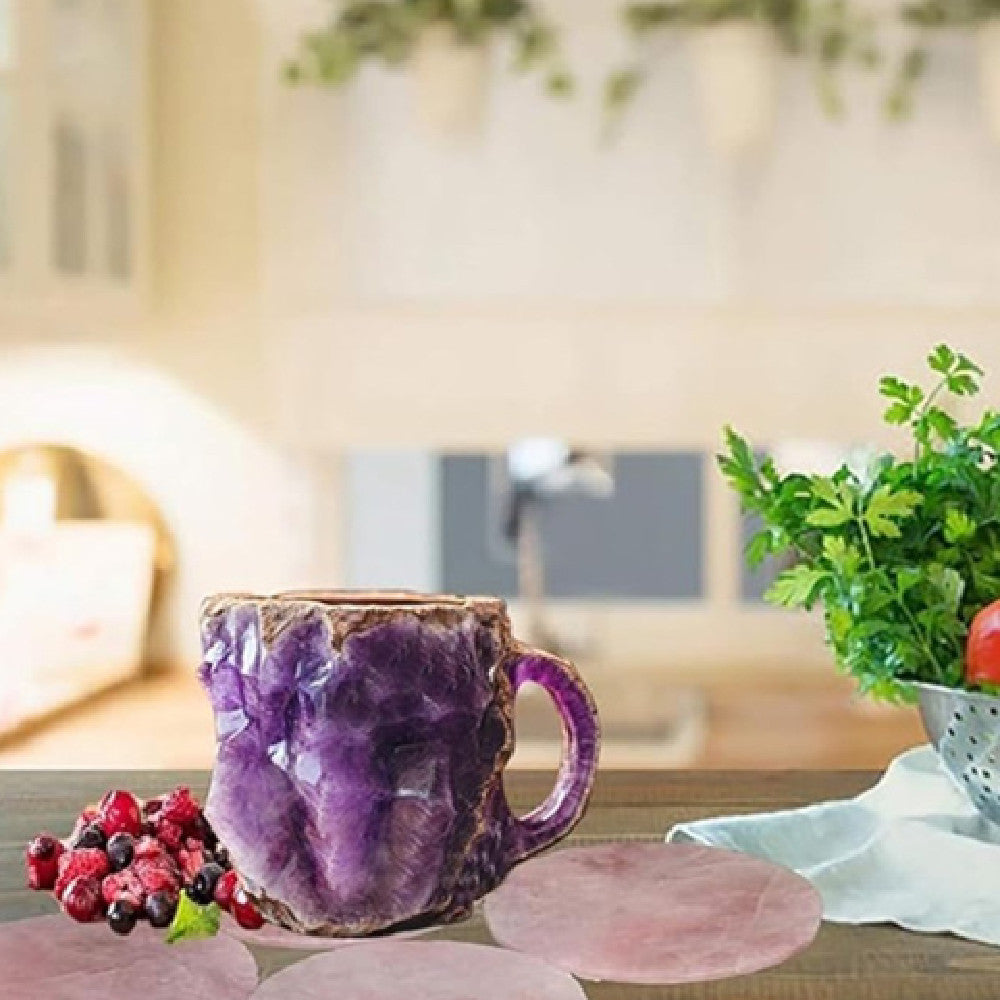 Tasses à café en cristal minéral résine de 400 ml avec poignées, élégantes, fausses tasses en cristal minéral pour la décoration de bureau, de maison, cadeau de Noël, gadgets de cuisine.