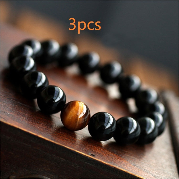 Naturel noir Onyx avec pierre oeil de tigre perles bracelet pour hommes bijoux 12 constellation Lovers Bilan Énergétique bracelet - Ivory Deals Market