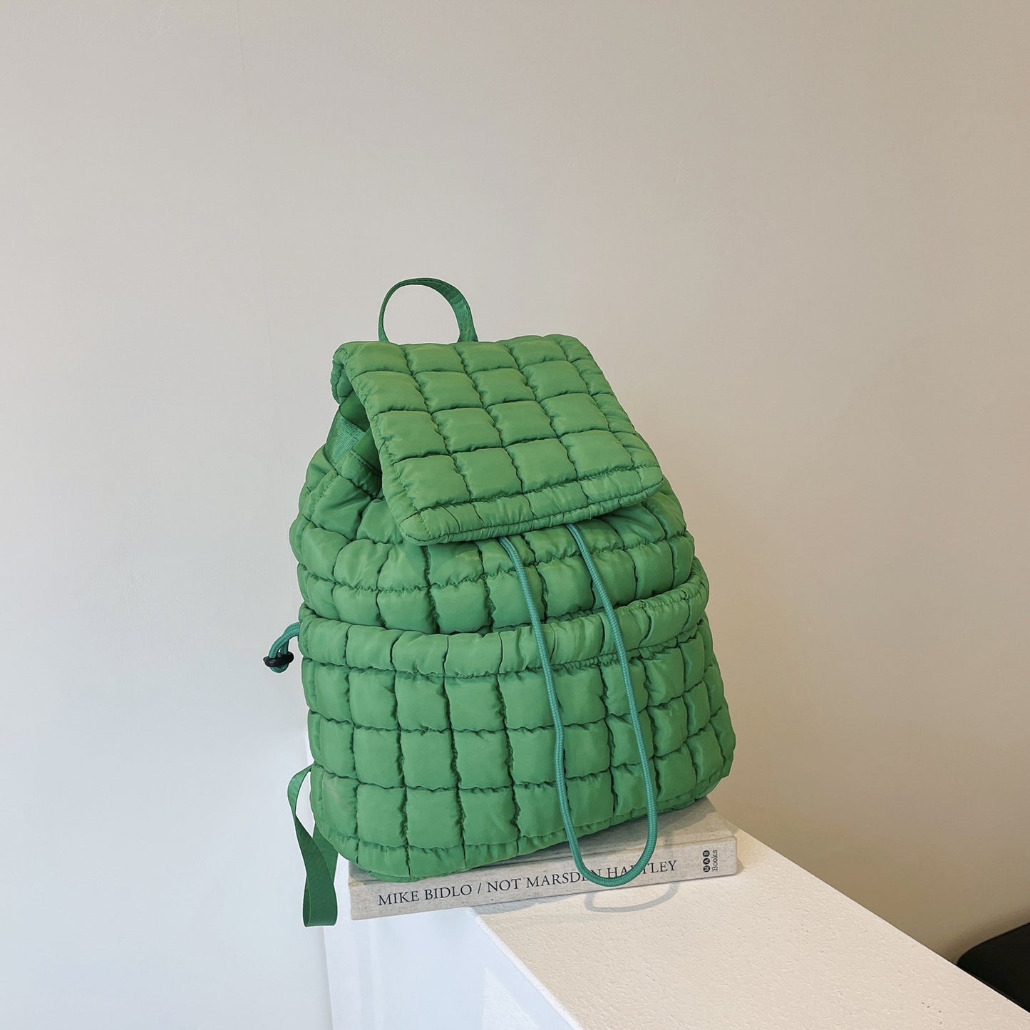 Sac à dos matelassé de couleur bonbon pour femmes, rembourré en duvet, grand sac d'école en coton, sac à dos de voyage pour femmes à carreaux, sac à bandoulière