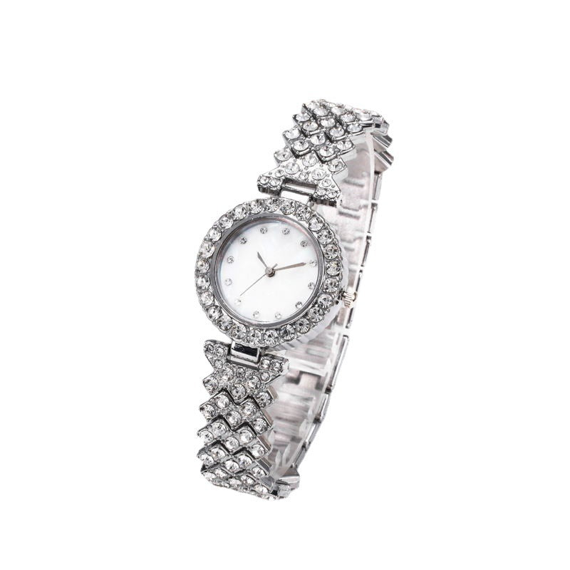 Montre à quartz pour femmes, simple et élégante, en alliage avec diamants