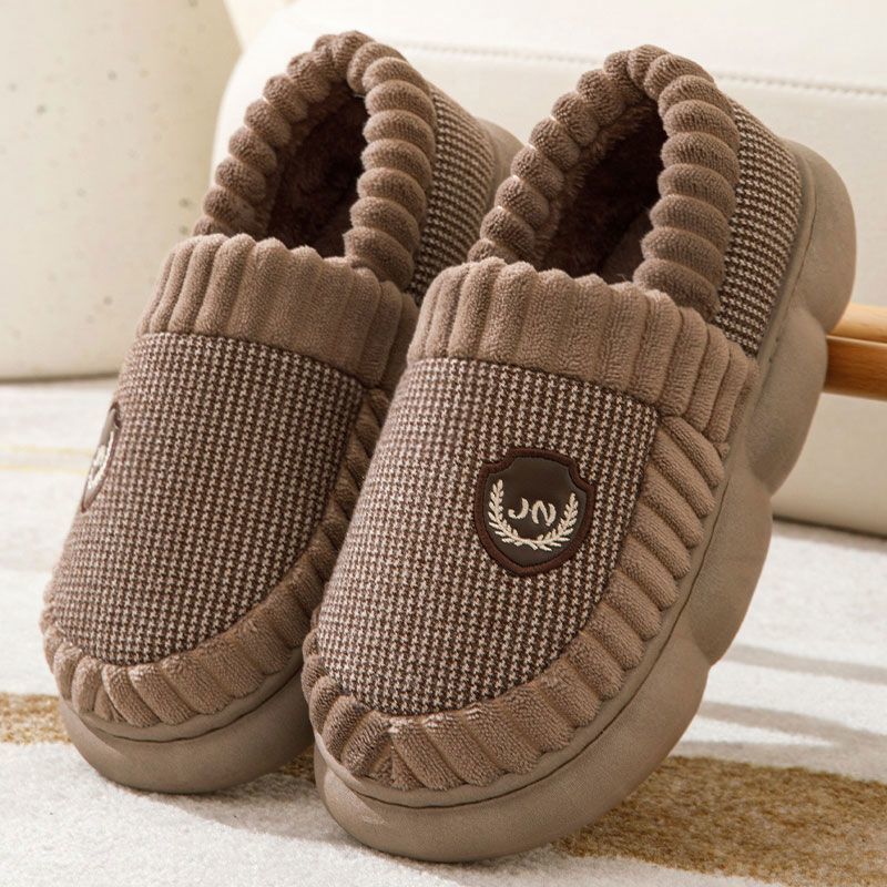 Plus Taille Colorblock Peluche Pantoufles Pour Femmes Hommes Hiver Chaud Maison Pantoufle Intérieur Semelle Épaisse Polaire Chaussures Couple