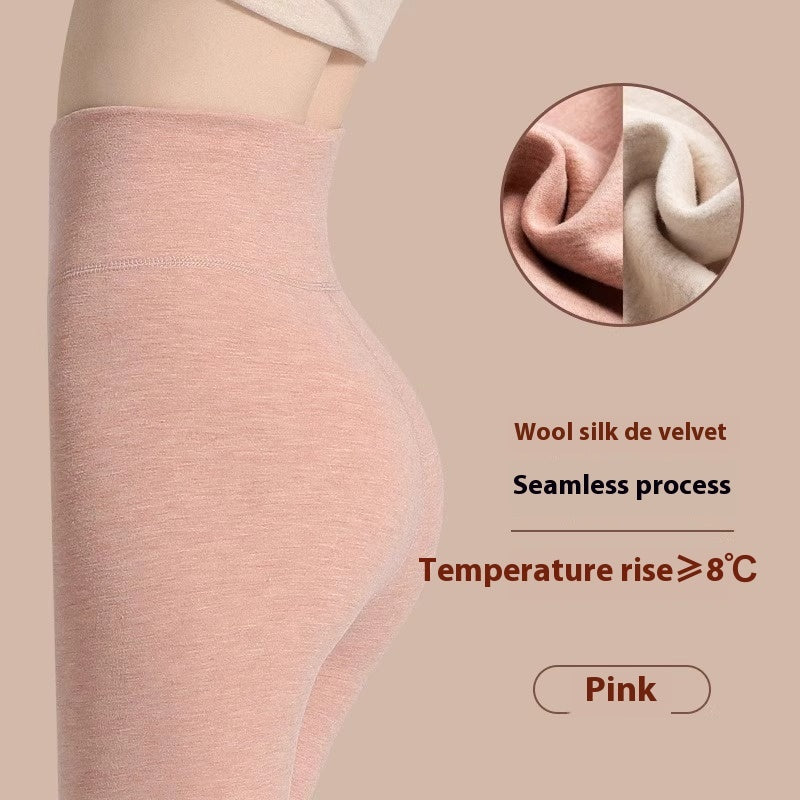 Leggings d'hiver en cachemire, pantalons serrés en velours plus, mode taille haute ajustée pour femmes.