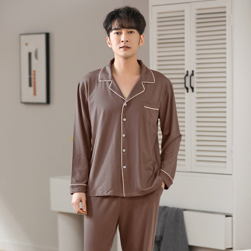 Pyjamas en modal pour hommes, costume à manches longues pour le printemps et l'automne