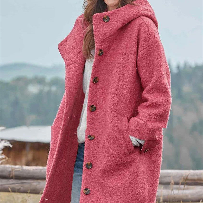 Trench-coat mi-long en tweed épais tempérament pour femme