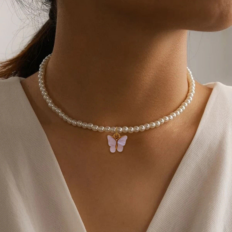 Collier de perles nœud papillon en opale européenne et américaine pour femmes.