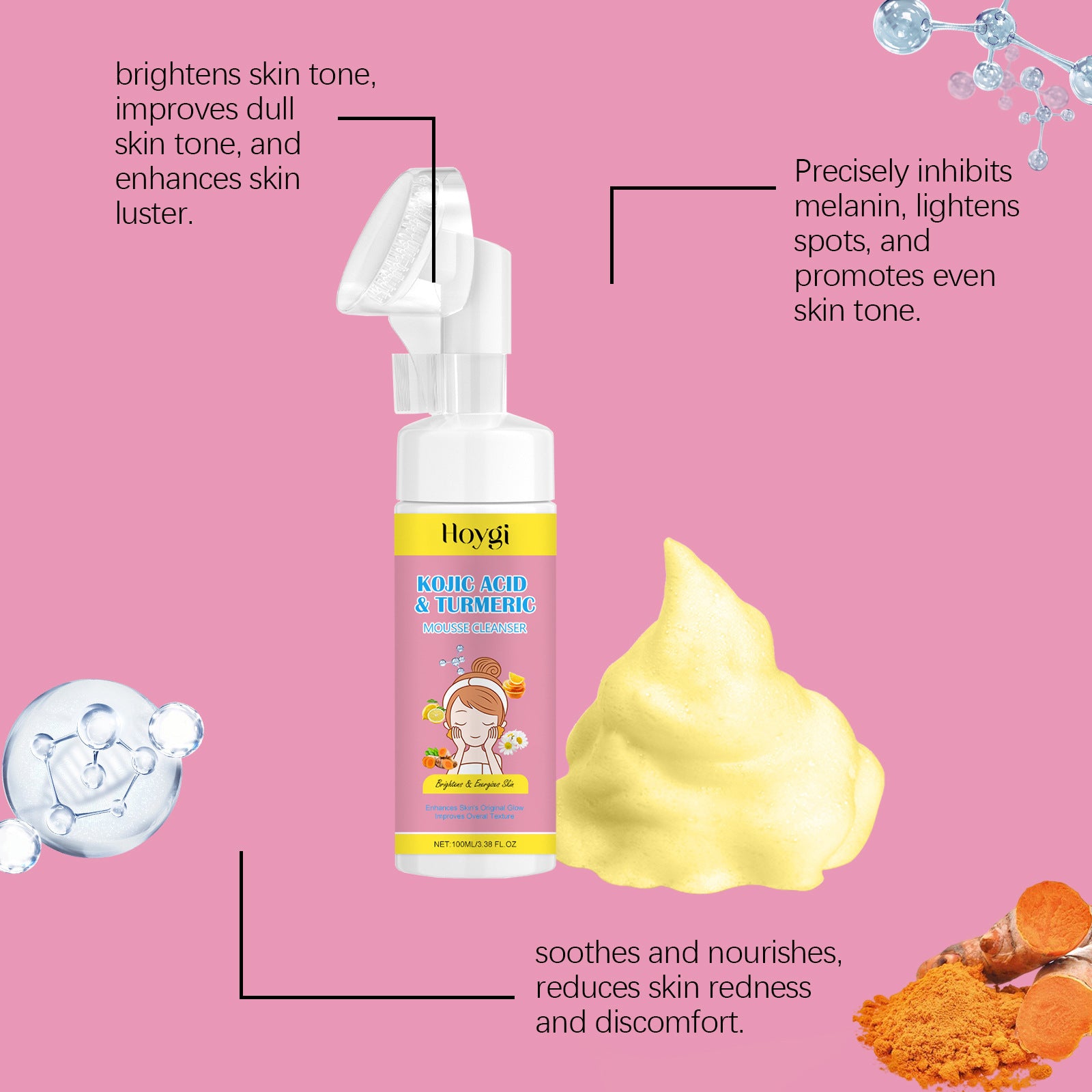 Mousse nettoyant exfoliant à l'acide curcuma - Ivory Deals Market