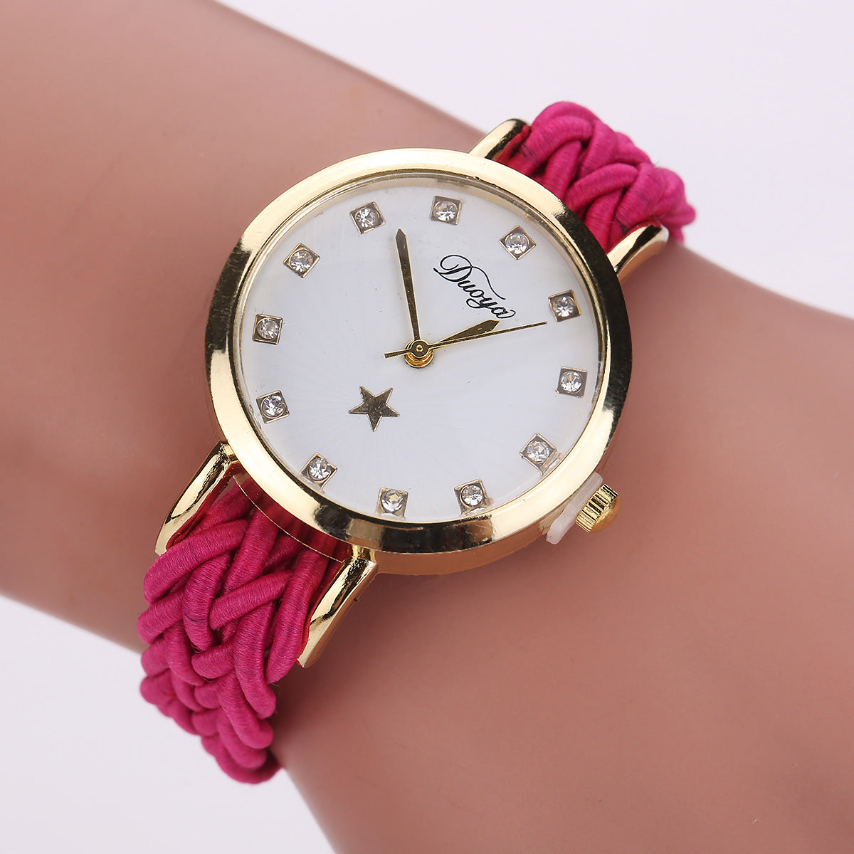 Nouvelle montre tissée pour dames multicolore.