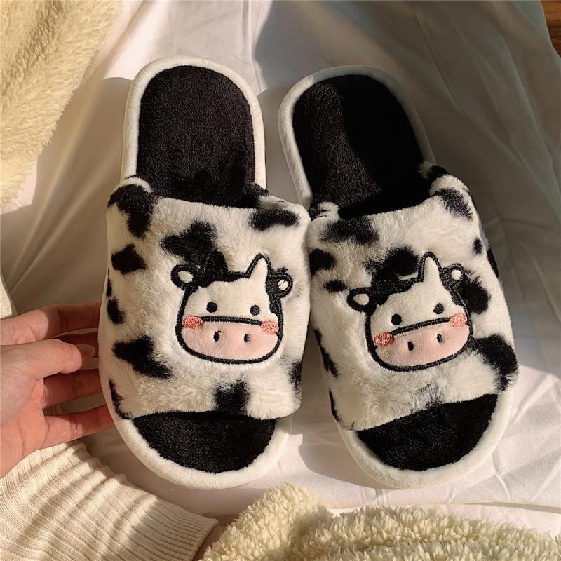 Pantoufles mignonnes en coton de vache d'étudiant en peluche pour femme - Ivory Deals Market