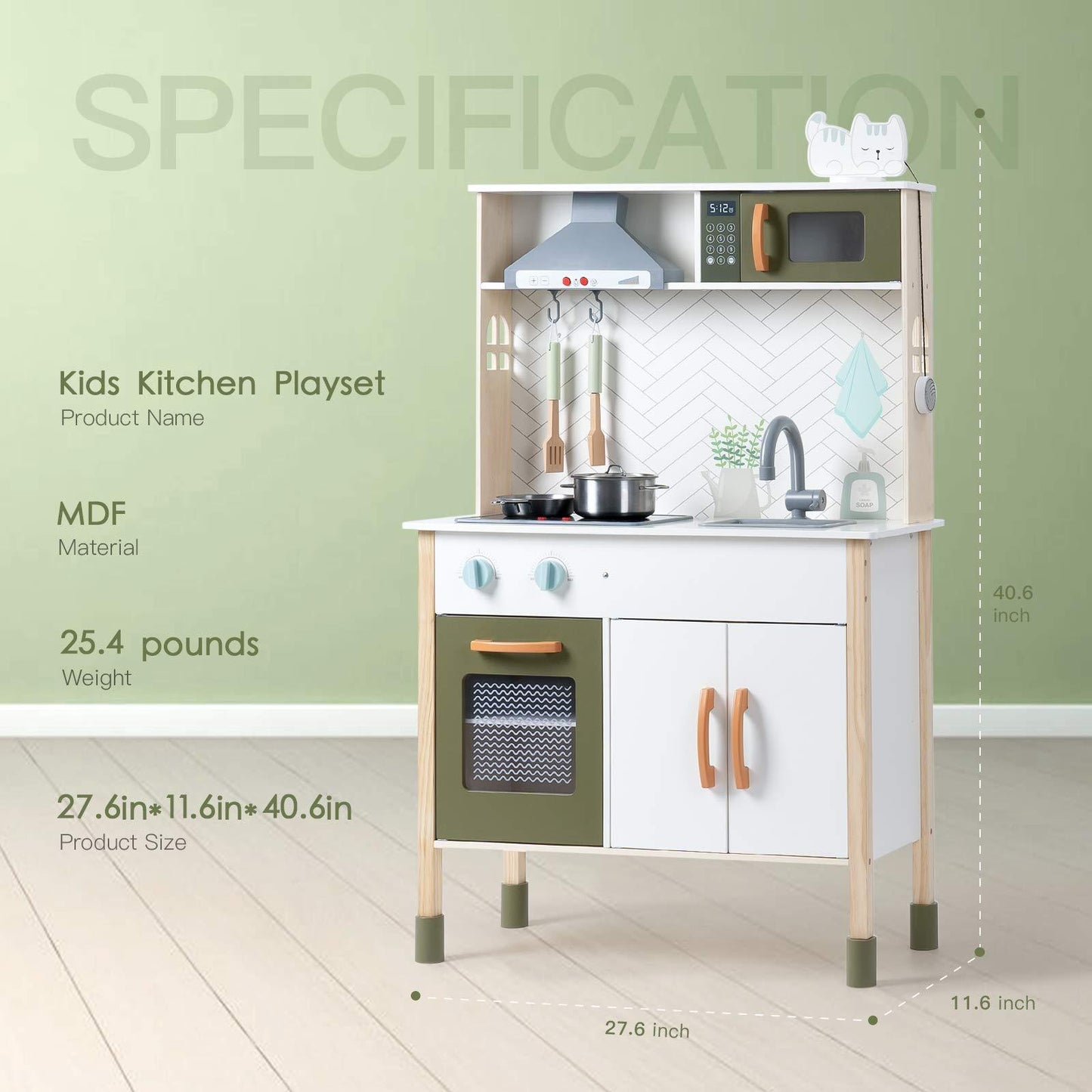 ROBUD 3D En Bois Pretend Play Cuisine Playset Pour Les Tout-petits Enfants Jouets D'éducation