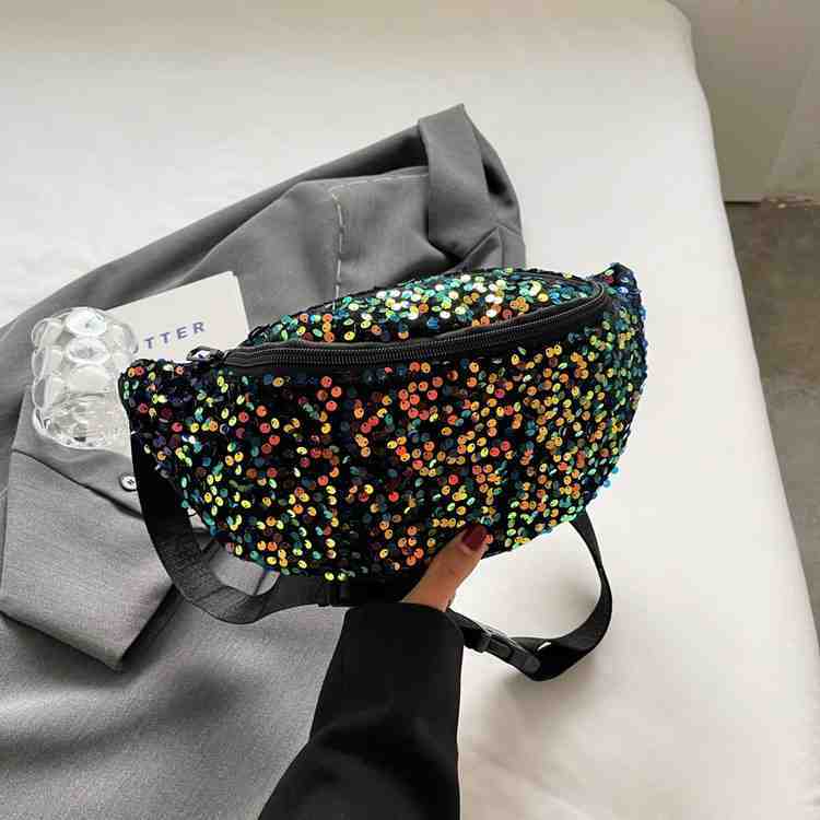 Sac à bandoulière en sequins, sac à main pour femme, polyvalent et tendance.