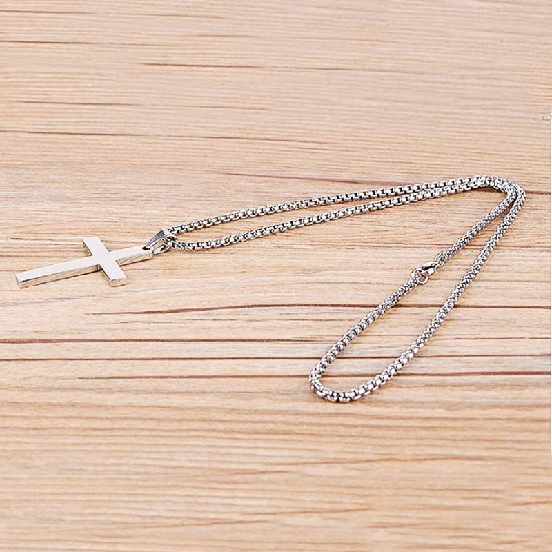 Titane acier simple croix collier - Ivory Deals Market