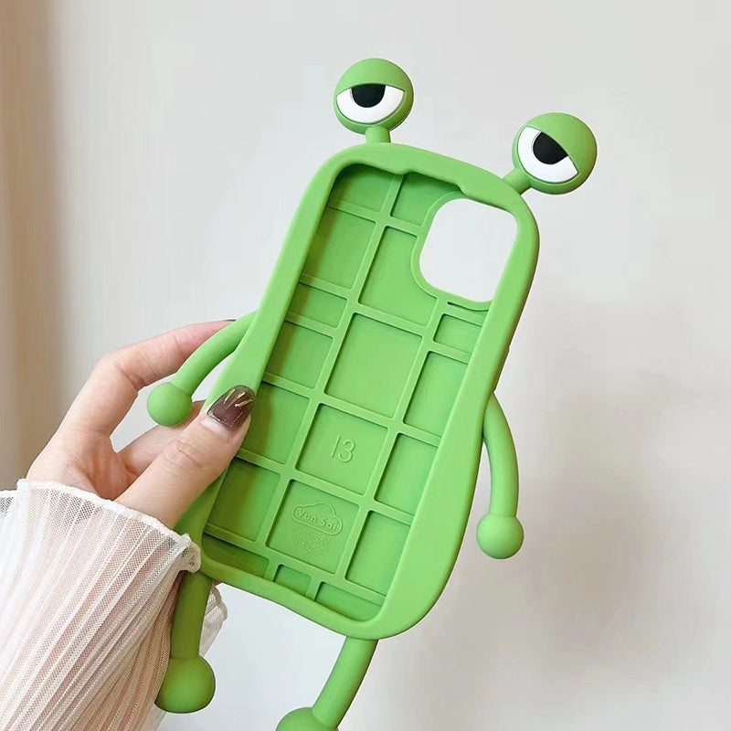 Étui de téléphone en silicone 3D amusant avec une grenouille pour iPhone 14 13 11 12 Pro Max XS XR X 7 8 Plus SE, mignon et résistant aux chocs