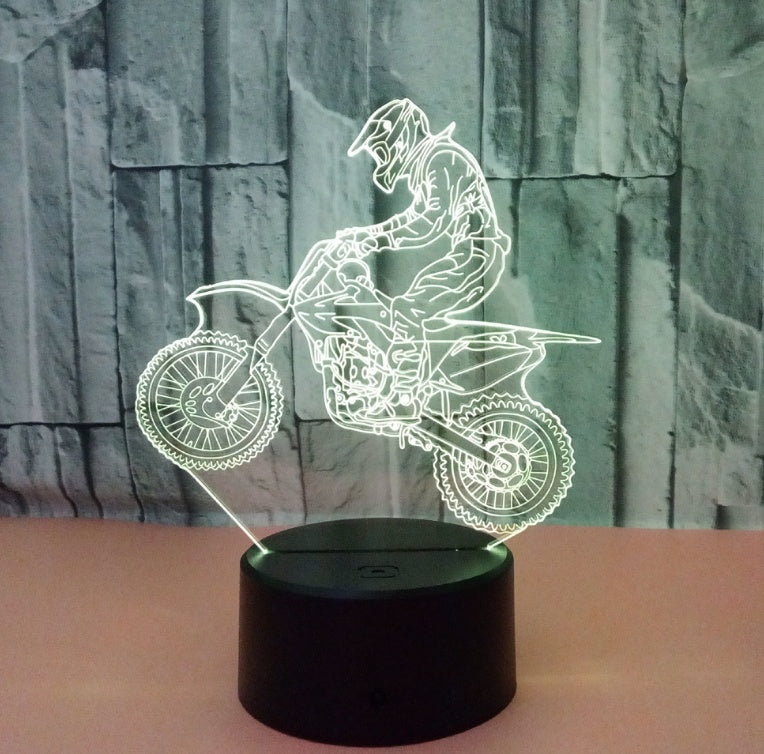 Nouvelle lampe de moto en 3D, sept couleurs, lampe visuelle stéréoscopique à LED, changement progressif, lampe de bureau 3D avec télécommande tactile - Ivory Deals Market