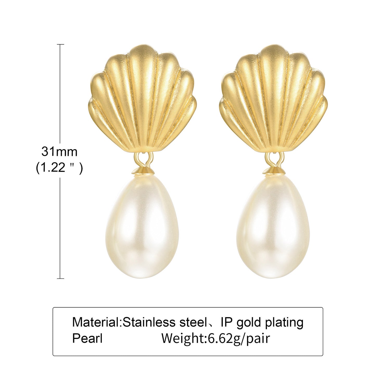 Perle artificielle Niche Boucles d'oreilles en or 18 carats pour femmes - Ivory Deals Market