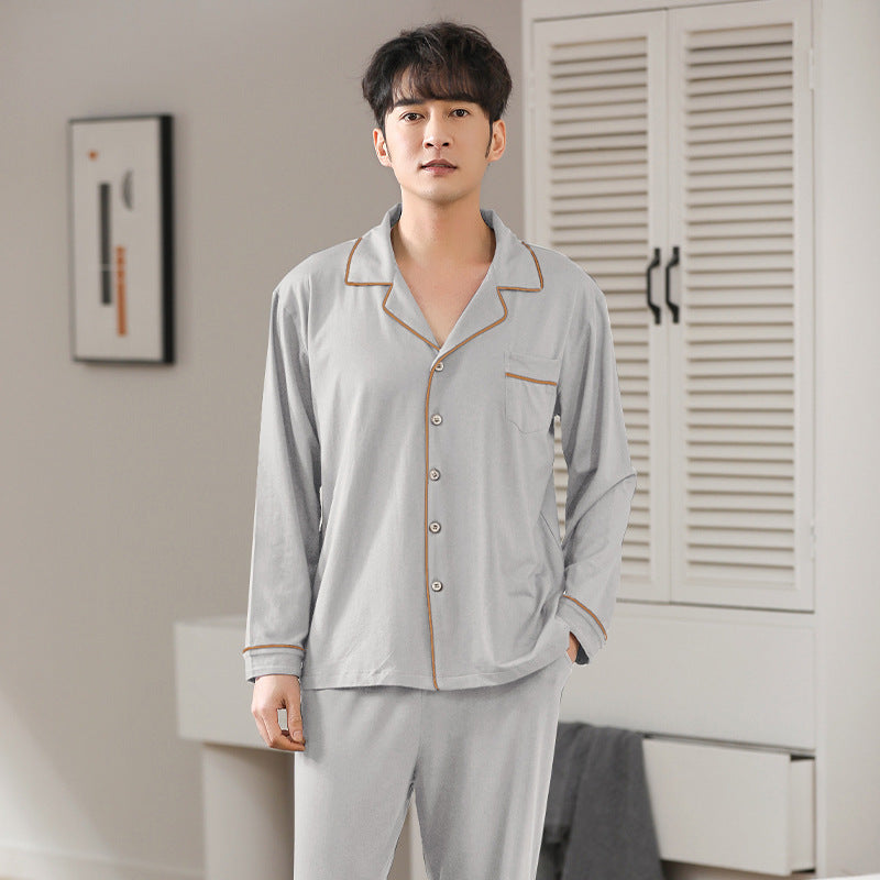 Pyjamas en modal pour hommes, costume à manches longues pour le printemps et l'automne