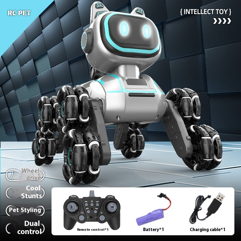 Jouet éducatif pour enfants, chien robot télécommandé à musique légère et rechargeable.