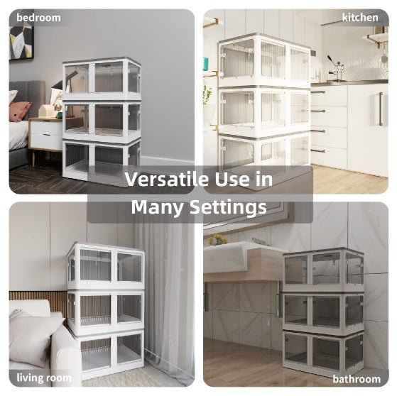 4 paquets de boîtes de rangement empilables claires - Ivory Deals Market