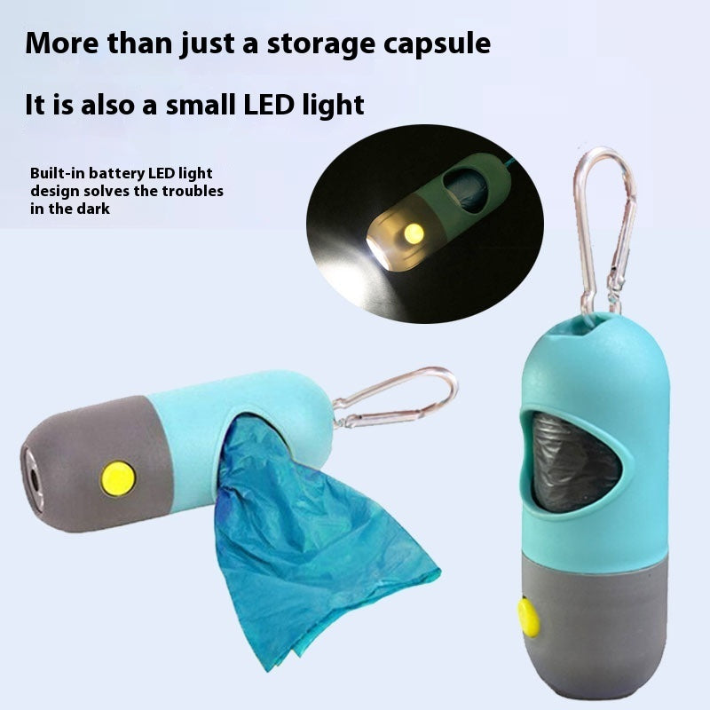 Distributeur de sacs pour déjections canines avec lumière LED pour chiens et chats. Porte-sacs pour ramasser les excréments d'animaux. Accessoires de nettoyage pour animaux de compagnie.