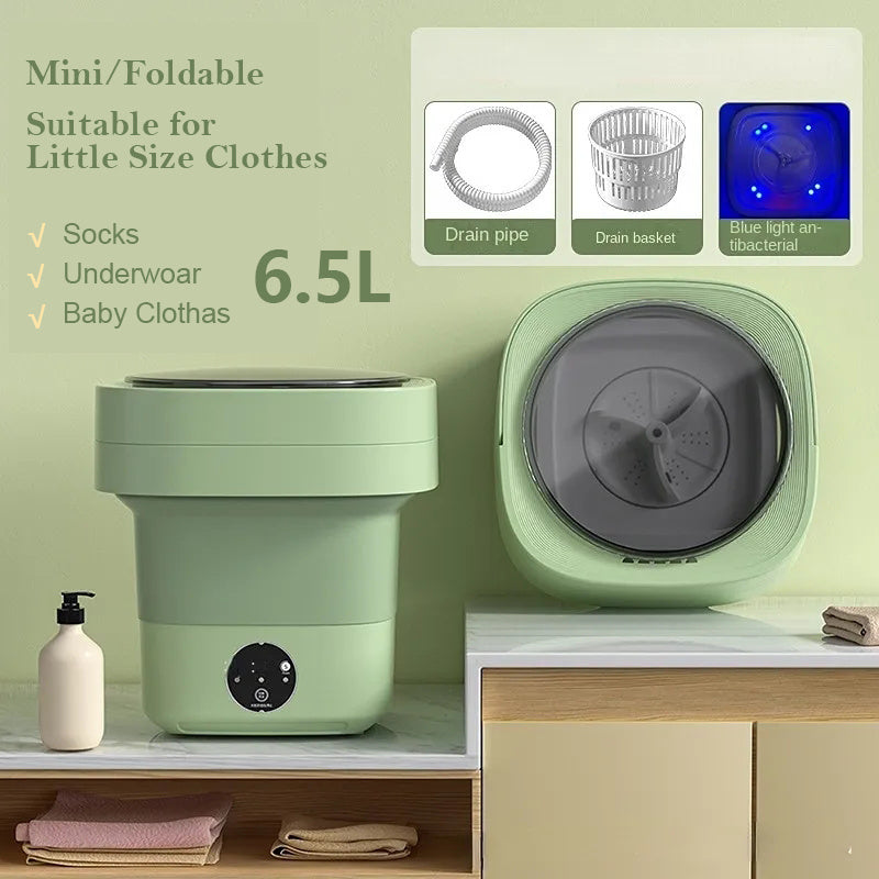 Mini machine à laver pliable, portable pour chaussettes, sous-vêtements et culottes. Grande capacité, 3 modèles avec essorage.