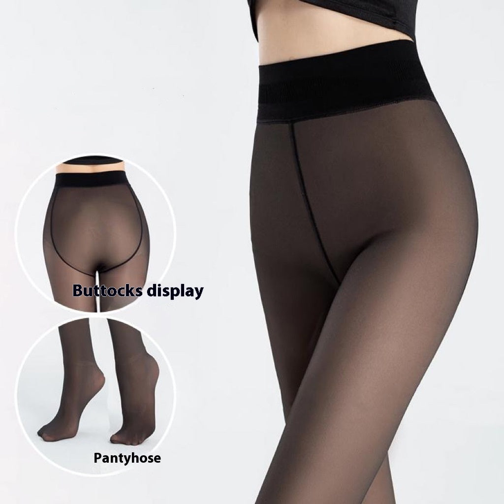 Chaussettes Noires Transparentes Pantalon Une Pièce Doublé en Molleton Épaissi