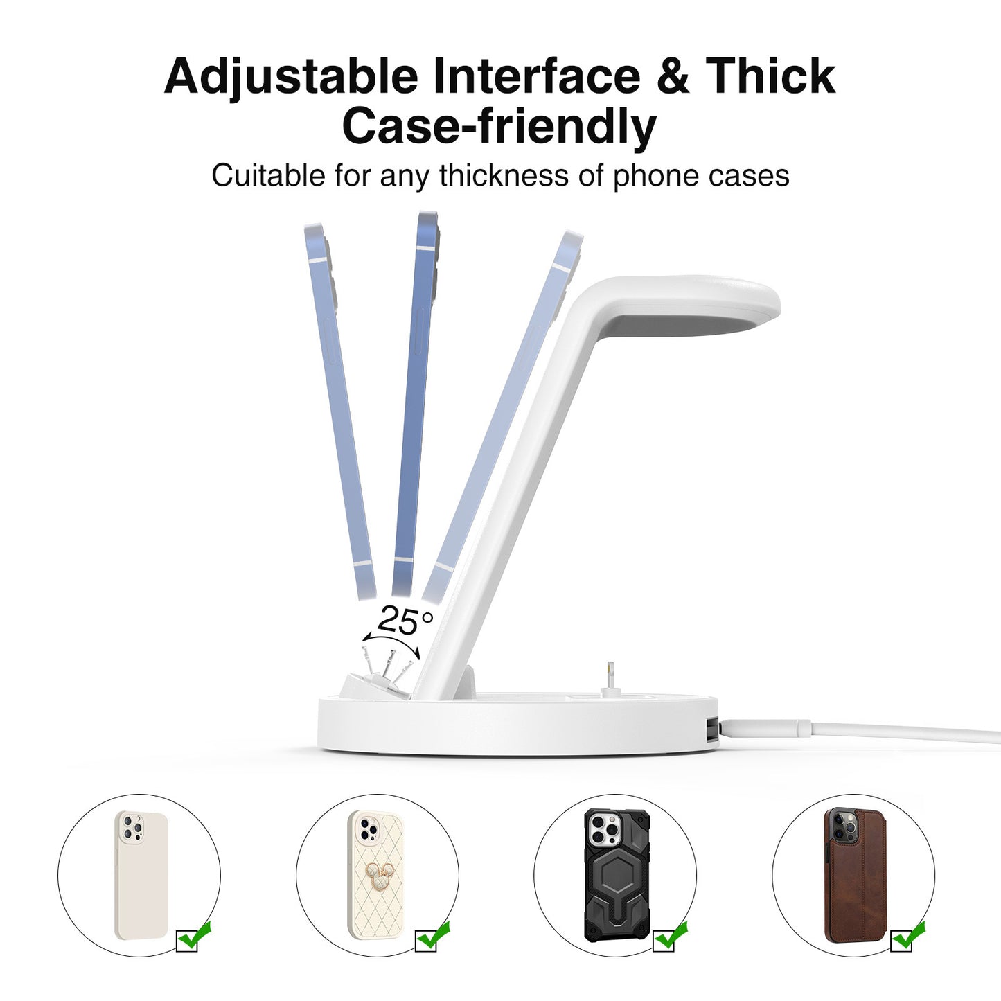 Trois-en-un Chargeur sans fil magnétique Support de téléphone portable