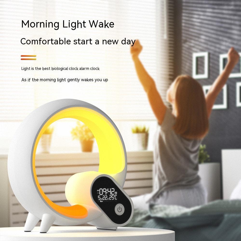 Réveil intelligent Creative Q Light Analog Sunrise avec affichage numérique, fonction Bluetooth et lumière d'ambiance colorée