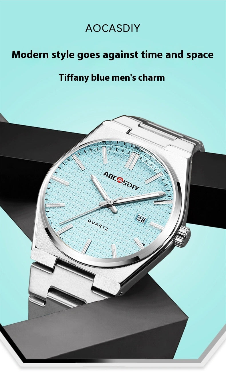 Nouvelle montre pour hommes, en acier, à quartz, étanche, avec affichage lumineux