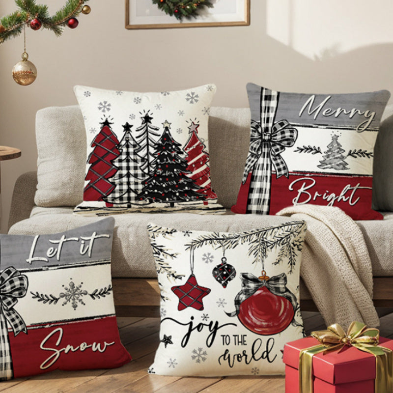 Housse de coussin de Noël, taie d'oreiller Joyeux Noël pour la décoration de la maison en 2024, ornement de Noël, cadeau de bonne année.