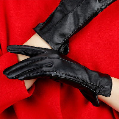 Gants en cuir pour femmes avec écran tactile pour l'automne et l'hiver.