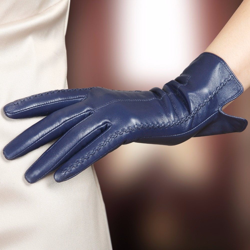 Gants en cuir pour femmes avec écran tactile pour l'automne et l'hiver.