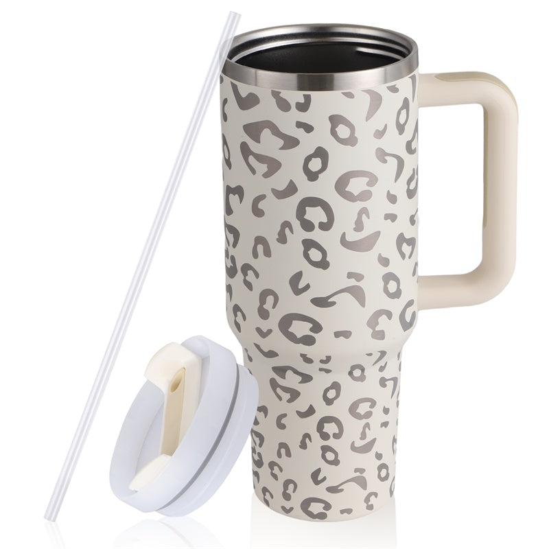 Tasse de café portable de 40 onces avec poignée, bouteille d'eau en acier inoxydable pour voiture, grande capacité, sans bisphénol A.