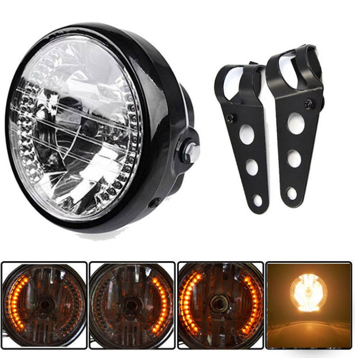 Motorcycle Headlight Turn Signal Indicator Blinker Light With Bracket Headlamp For Cafe Racer - Ivory Deals Market